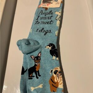 Blue Q Dog Lover's Blue Crew Socks